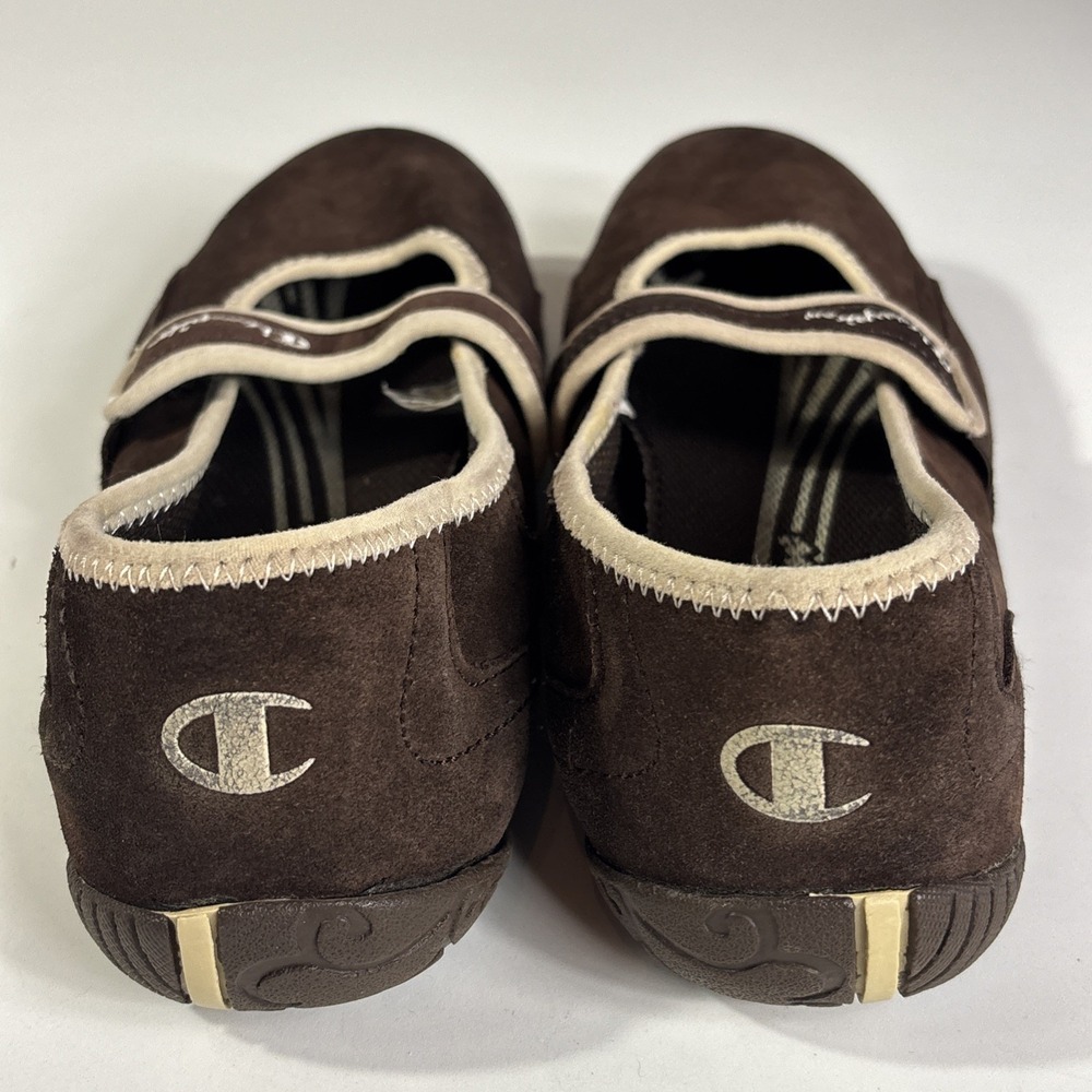 Champion Mary Jane Sneaker Flats Women's Size 8.5 Brown Leather Comfort Slip On - Picture 4 of 7